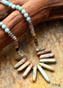 Boho Necklace, Blue Amazonite, Jasper, Labradorite and Seeds
